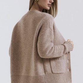 Alara Barley Chunky Natural Wool Cardigan - Image 13
