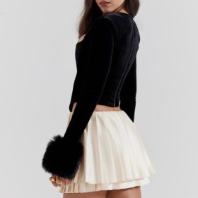 Emira Ivory Pleated Mini Skirt - Image 11