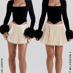 Emira Ivory Pleated Mini Skirt - Image 15