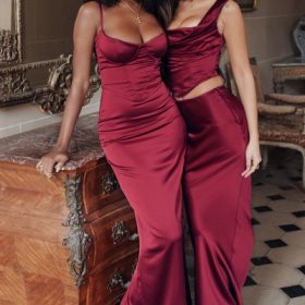 Sydel Ruby Satin Bias Cut Maxi Skirt
