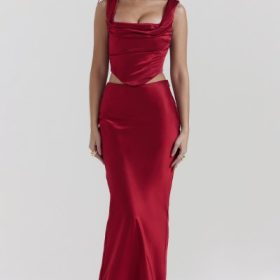 Sydel Ruby Satin Bias Cut Maxi Skirt - Image 5