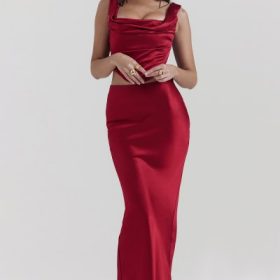 Sydel Ruby Satin Bias Cut Maxi Skirt - Image 7