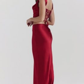Sydel Ruby Satin Bias Cut Maxi Skirt - Image 10