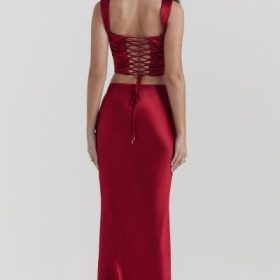 Sydel Ruby Satin Bias Cut Maxi Skirt - Image 11