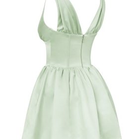 Emmeliette Pistachio Satin Mini Dress - Image 3