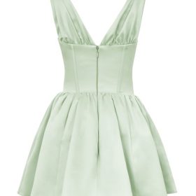 Emmeliette Pistachio Satin Mini Dress - Image 4