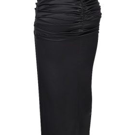 Arla Black Draped Silk Maxi Skirt - Image 3