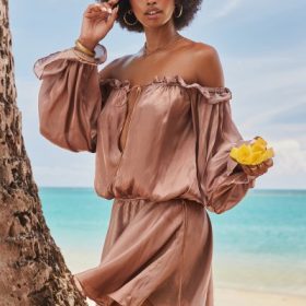 Chaya Hazelnut Off Shoulder Dress - Image 14