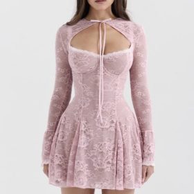 Alice Perfectly Pink Lace Mini Dress - Image 5