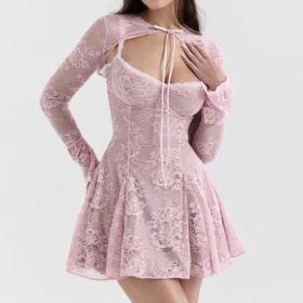 Alice Perfectly Pink Lace Mini Dress - Image 8