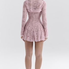 Alice Perfectly Pink Lace Mini Dress - Image 11