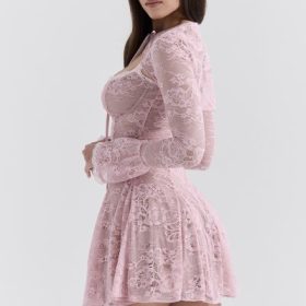Alice Perfectly Pink Lace Mini Dress - Image 12