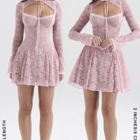 Alice Perfectly Pink Lace Mini Dress - Image 13