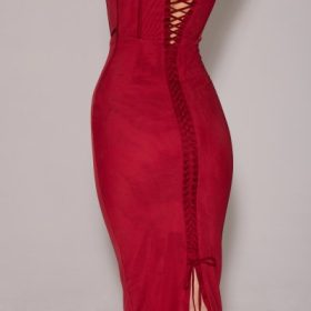 Romy Wine Mesh Bodycon Maxi Dress - Image 12