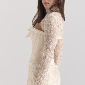 Perdita Ivory Metallic Jacquard Corset & Bolero - Image 10