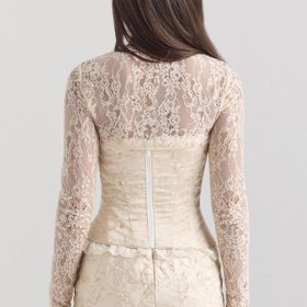 Perdita Ivory Metallic Jacquard Corset & Bolero - Image 11