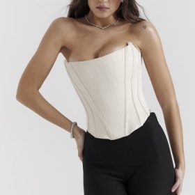 Genevieve Vintage Cream Lace Back Corset - Image 8