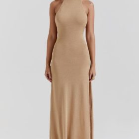 Selia Gold Knit Maxi Dress - Image 8