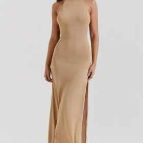 Selia Gold Knit Maxi Dress - Image 9
