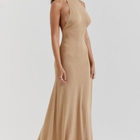 Selia Gold Knit Maxi Dress - Image 10