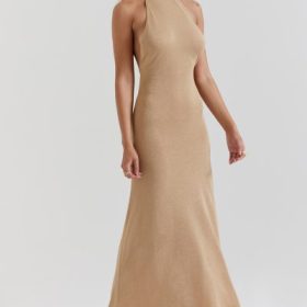 Selia Gold Knit Maxi Dress - Image 12