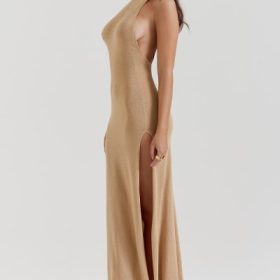 Selia Gold Knit Maxi Dress - Image 13