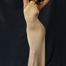 Selia Gold Knit Maxi Dress - Image 17