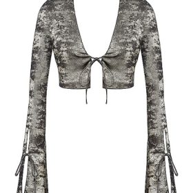 Giulia Pewter Shimmer Velvet Satin Top - Image 2