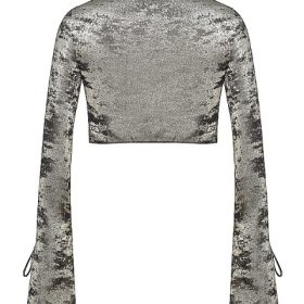 Giulia Pewter Shimmer Velvet Satin Top - Image 4