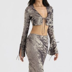 Giulia Pewter Shimmer Velvet Satin Top - Image 10