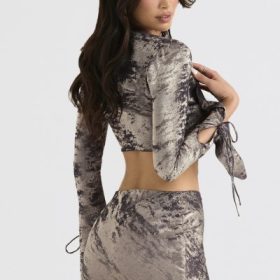 Giulia Pewter Shimmer Velvet Satin Top - Image 11