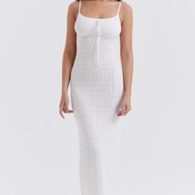 Myla White Knit Maxi Dress - Image 5