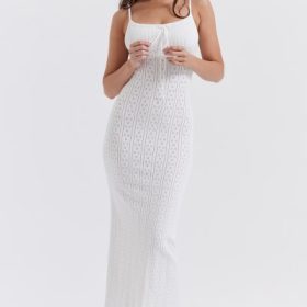 Myla White Knit Maxi Dress - Image 7