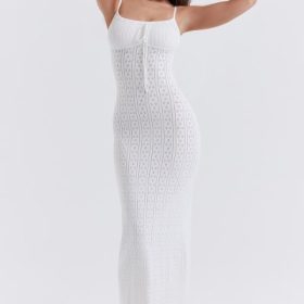 Myla White Knit Maxi Dress - Image 9