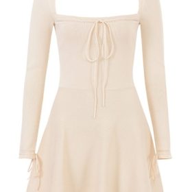 Caprice Cream Dainty Knit Mini Dress - Image 2