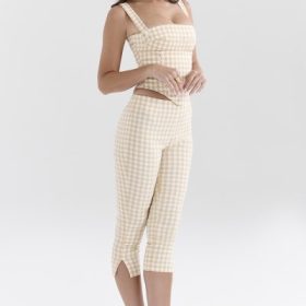 Carella Gingerbread Gingham Capri Trousers - Image 8
