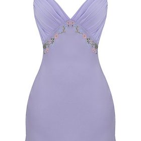 Christa Embroidered Lavender Mini Dress - Image 2