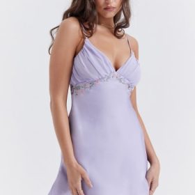 Christa Embroidered Lavender Mini Dress - Image 12