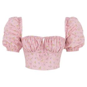 Arianna Pink Floral Puff Sleeve Corset - Image 2