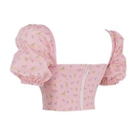 Arianna Pink Floral Puff Sleeve Corset - Image 3