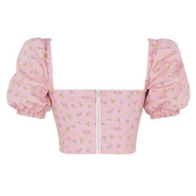 Arianna Pink Floral Puff Sleeve Corset - Image 4