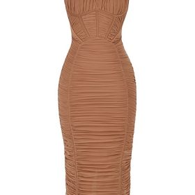 Lilian Mocha Corset Maxi Dress - Image 2