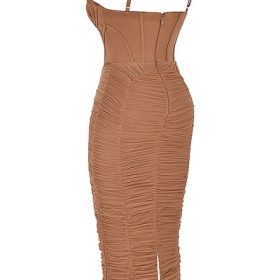 Lilian Mocha Corset Maxi Dress - Image 3
