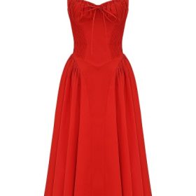 Adabella Italian Tomato Cotton Halter Sundress - Image 2
