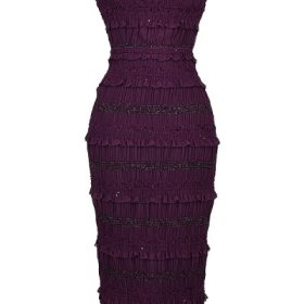 Solana Grape Sequin Pleat Corset Dress - Image 2