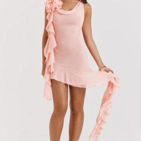 Charla Soft Apricot Ruffle Mini Dress - Image 8