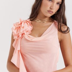 Charla Soft Apricot Ruffle Mini Dress - Image 10