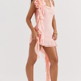Charla Soft Apricot Ruffle Mini Dress - Image 11