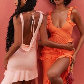 Charla Soft Apricot Ruffle Mini Dress - Image 16