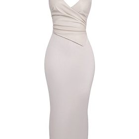 Laria Ecru Vegan Leather Maxi Dress - Image 2